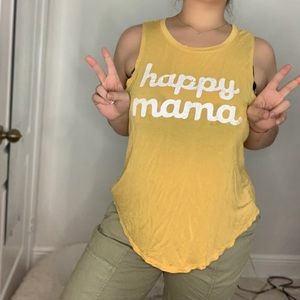 “Happy Mama” Yellow Muscle Tanktop